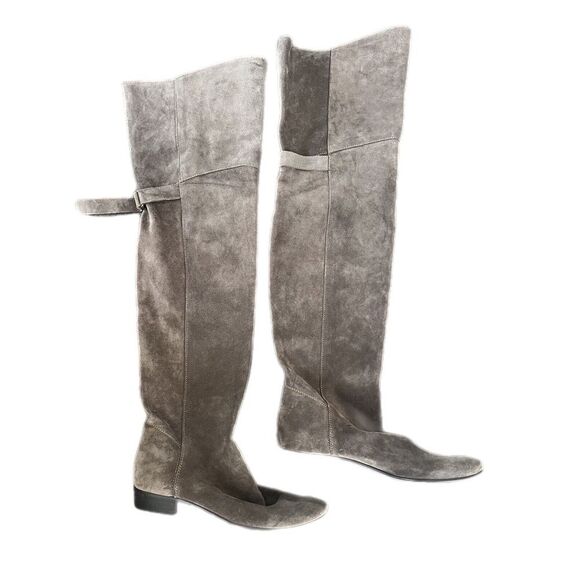 Joie‎ Over the Knee Gray Suede Leather Boots 37.5 Sz 7/ 7.5 - Picture 1 of 9